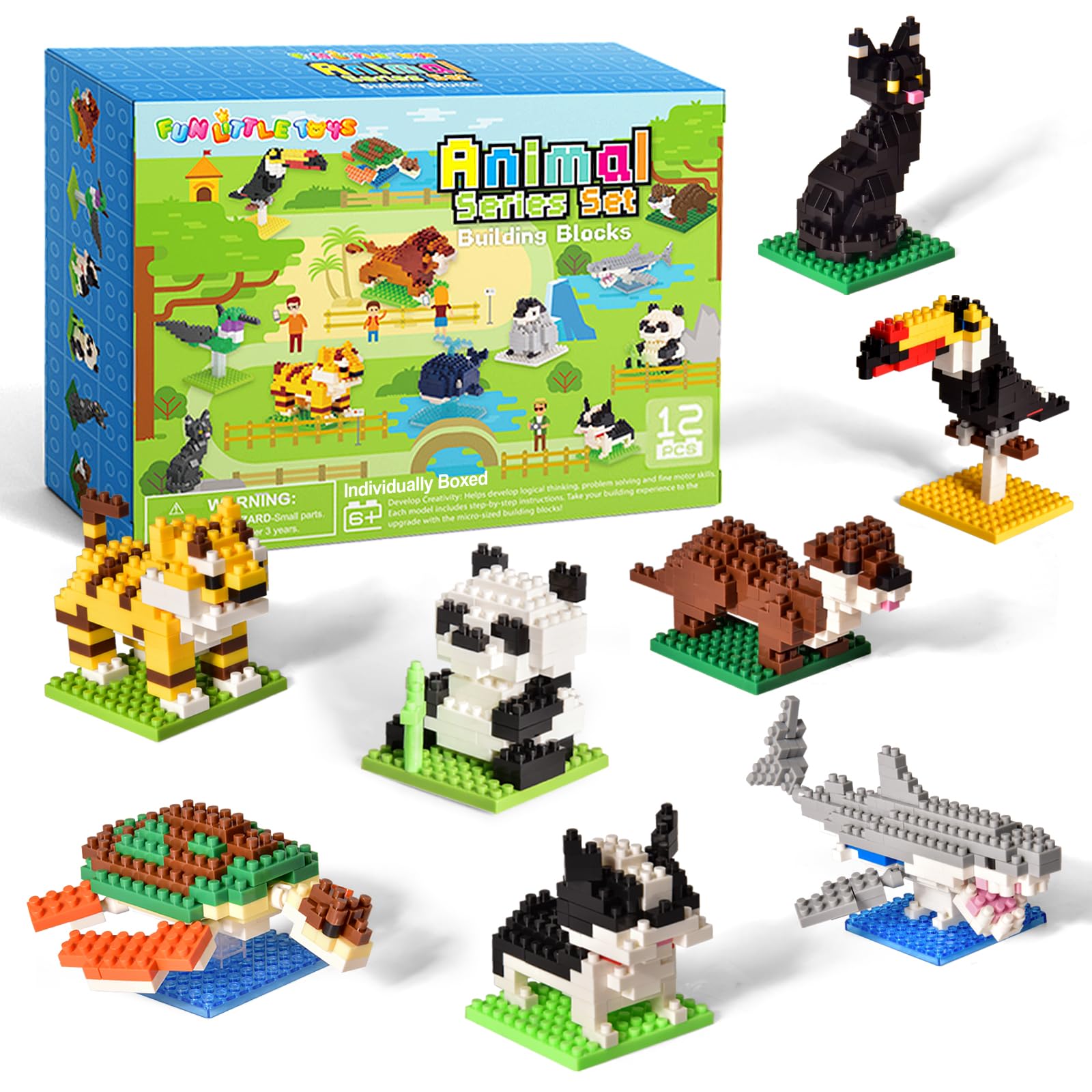 Photo 1 of FUN LITTLE TOYS Party Favors for Kids 6-12, 12 Pack Mini Animal Building Blocks, Individually Packaged Small Building Toys with Instructions, Classroom Prizes, Goodie Bag Stuffers, Prize Box Toys