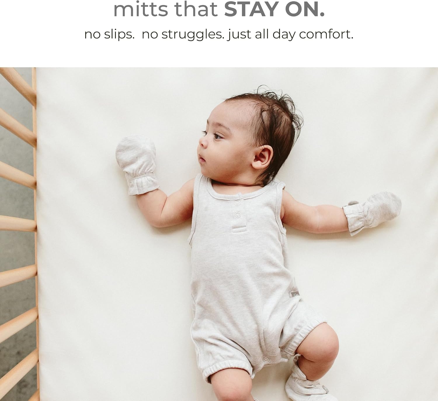 goumikids Viscose Made from Bamboo Cotton Anti-Scratch Soft Stay-On Mitts - Image 3