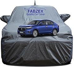 Waterproof Car Body Cover Compatible for New Honda Amaze (All Models) with Mirror and Antenna Pockets,Triple Stitched,Bottom Elastic with Buckle Grey Cover with Piping