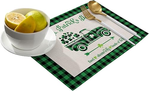 Vista 393 de Juego de 6 manteles individuales rojos para el día de San Valentín, diseño de corazón de San Valentín, resistentes al calor, lavables, manteles