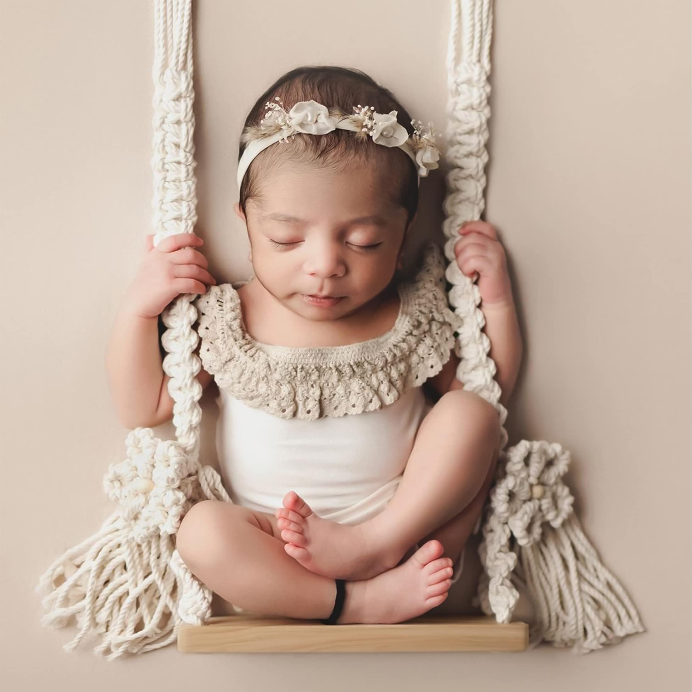 Balançoire pour Bébé Nouveau-Né - Balançoire en Bois, Petite Balançoire en Bois, Accessoires de Séance Photo pour Bébé, Accessoires de Studio