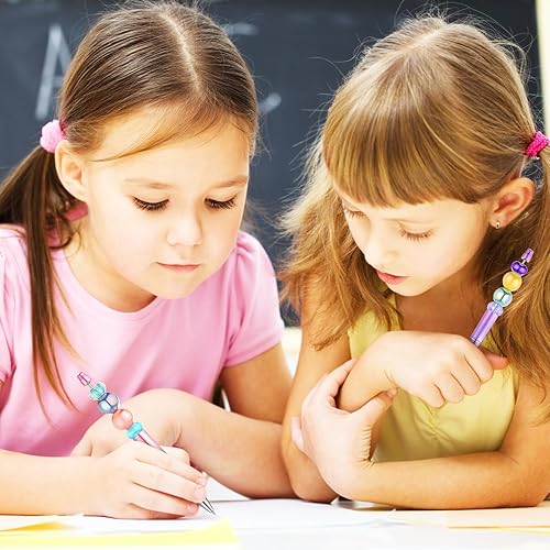 Miniatura 10 de 50 bolígrafos de cuentas de plástico a granel con 50 recambios para hacer bricolaje regalos para niños estudiantes oficina suministros escolares