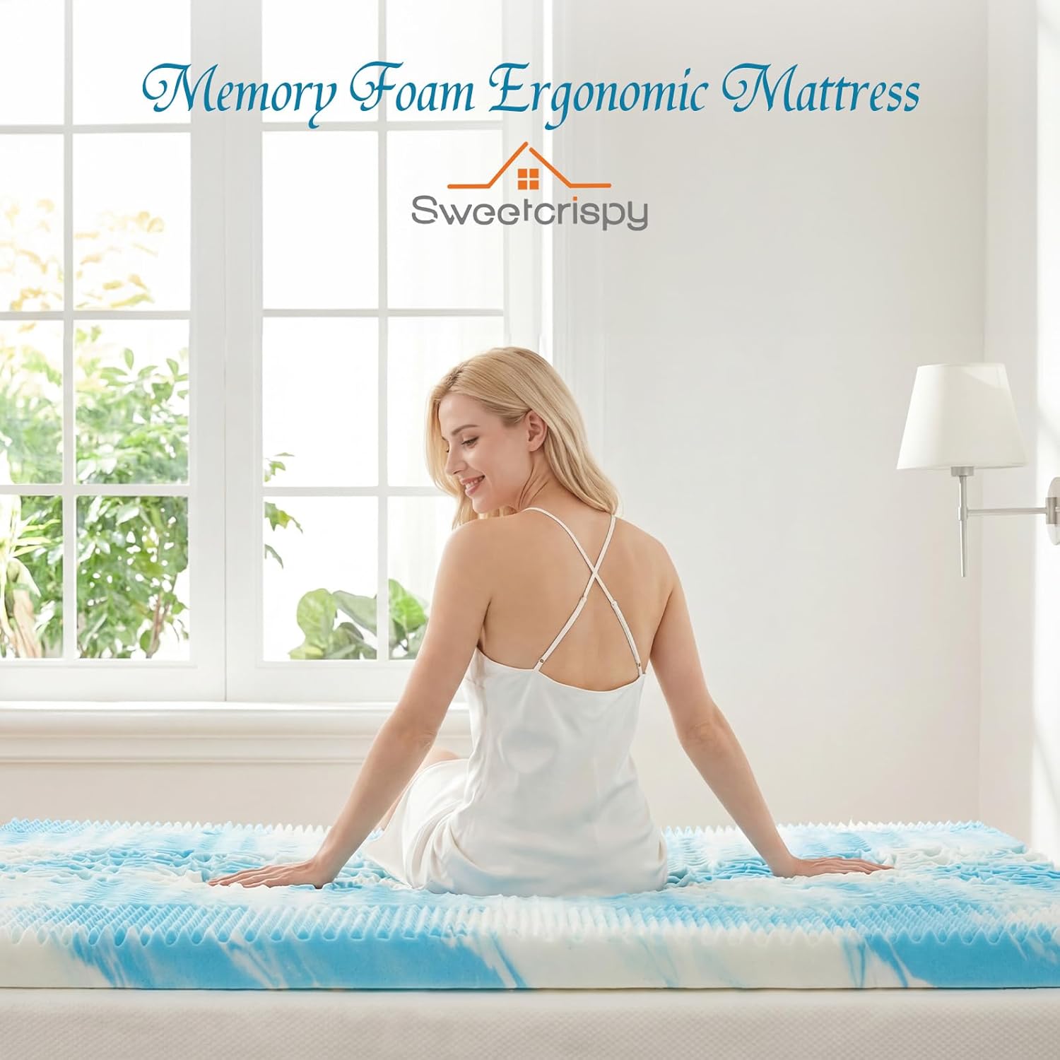 Sweetcrispy 2 in Memory Foam Mattress Topper King, 5-Zone Gel Infused Cooling Toppers Pad for Twin Size Bed, Sleeper Sofa, RV, Camper, CertiPUR US Certified, Ventilated and Breathable