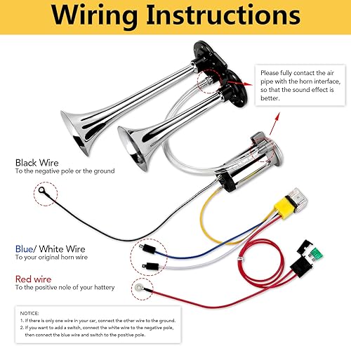 Miniatura 6 de HK Kit de bocina de aire de 12 V y 150 db para camión, automóvil, bocina de tren súper fuerte para camión, bocinas de aire de trompeta doble