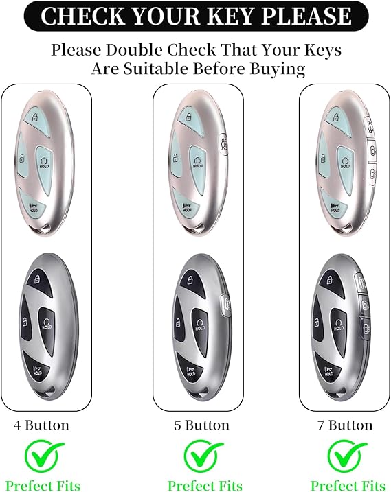 Silicone Key Fob Cover for Hyundai 2024-2026 Tucson Elantra Santa Fe Kona Sonata IONIQ,4/5/7 Button Remote Key Protector with Key Ring & Keychain,2 Pack