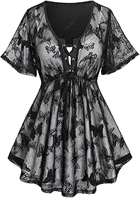 Rosegal Blusa feminina 2 em 1 com estampa de estrelas em ouro brilhante e manga borboleta 2 em 1 com cinto