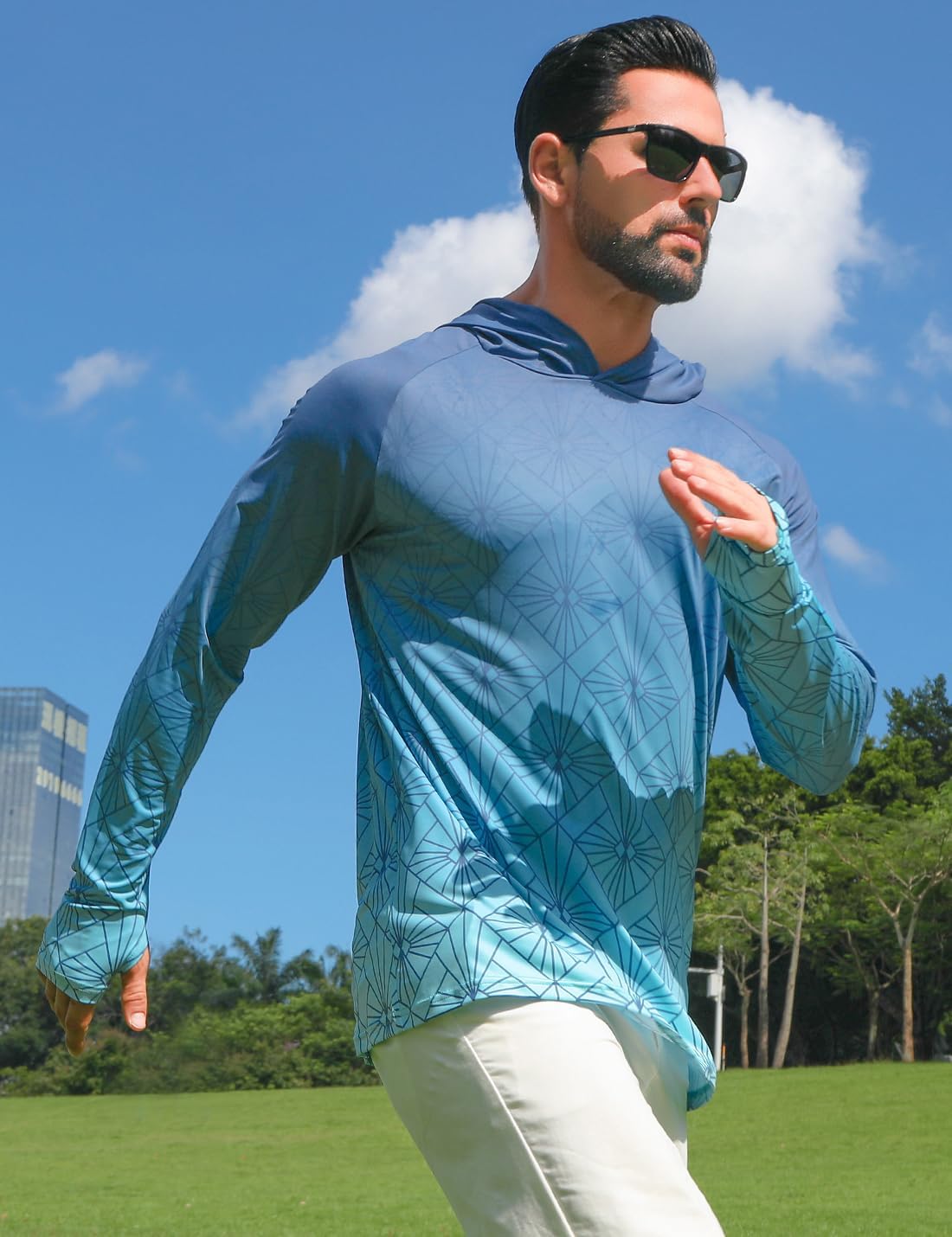 iCKER Men's UPF 50+ Sun Protection Hoodie Shirt Rash Guard Long Sleeve Shirt UV Fishing Outdoor Hiking Swimming Running - Image 3