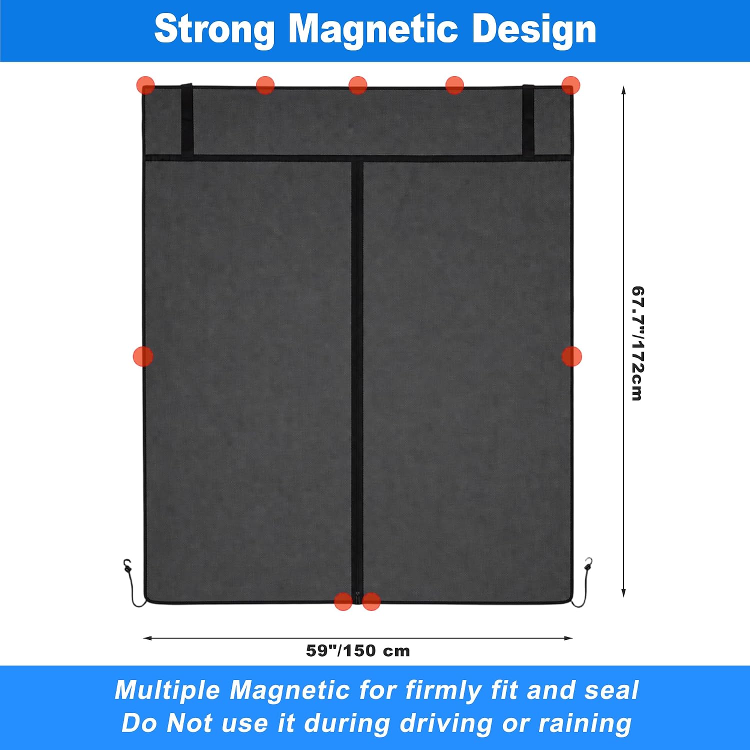 SUV Magnetic Mosquito Screen Tailgate Tent Shade 67.7x59 Inches Half Wrap Trunk Mesh Screen Anti Mosquito Net W/Storage Bag Fine Nylon Breathable Camping Field Fishing Road Trips image 5