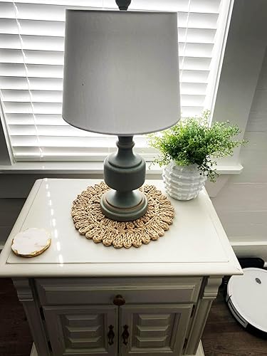 Miniatura 6 de Manteles individuales redondos de cáscara de maíz de 13.8 pulgadas  Tapetes de mesa de ratán tejido bohemio  Cargadores de platos de primavera