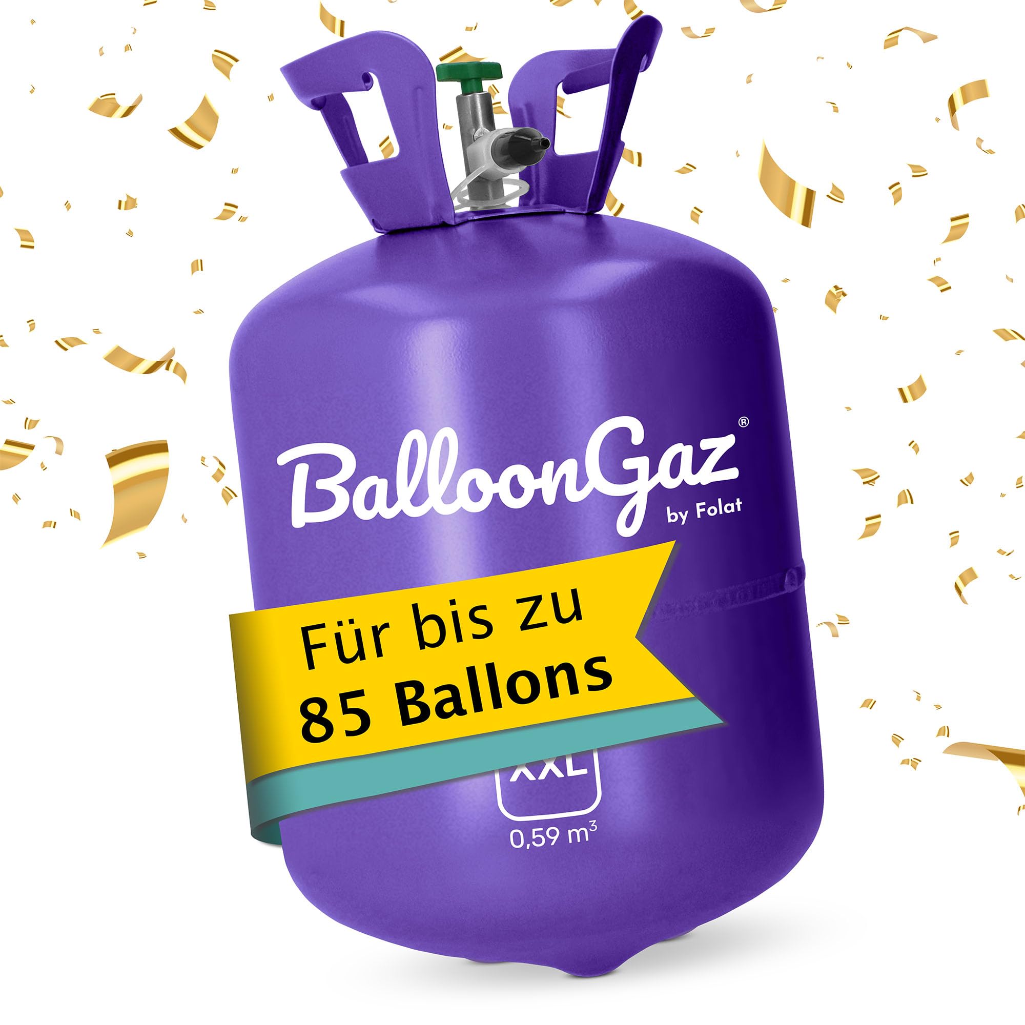 Helium Gasflasche für 85 Luftballons - Helium Balloon Gas für bis zu 85 Folienballon – BalloonGaz XXL Folat 25205 ballongas für Geburtstag, Hochzeit, Party inkl. Informationsblatt | Für Folienballons, Für Geburtstag, Hochzeit, Party, Inkl. Informationsbla