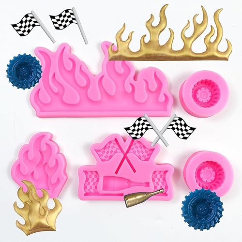 Vista 23 de Rainmae Moldes de silicona para fondant de dinosaurio, molde de arcilla de dinosaurio de dibujos animados para niños, para hornear pasteles