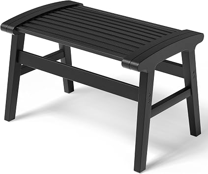Shower Chair for Insider Shower, Bamboo Shower Bench with Big Soft Surface Waterproof Nonslip Shower Stool for Elderly Disabled, Sturdy Shower Seat 350 lbs Capacity for Bathroom, Living Room Black | Bamboo Strip Design, Comfort Sitting Experience, Sturdy Waterproof Shower Bench, Bathroom Living Room Seat, Black Finish