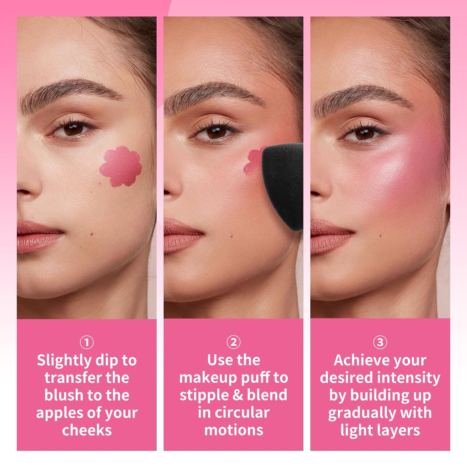 Color Nymph Liquid Blush Trio丨Multi-use Stamp Blush Set for Cheeks Lips, Hydrating & Long-lasting Formula, Dewy & Natural Finish - 3-Piece Makeup Gift Set for Christmas, 100% Vegan & Cruelty-free
