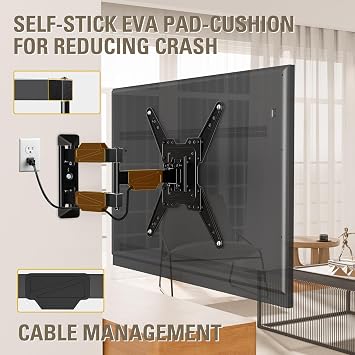 Mounting Dream TV Wall Mount for Most 26-55 TVs , TV Mount Full Motion with Swivel Articulating Arm , Perfect Center Design Wall Mount TV Bracket , up to VESA 400x400mm and 77 lbs Loading MD2418-MX