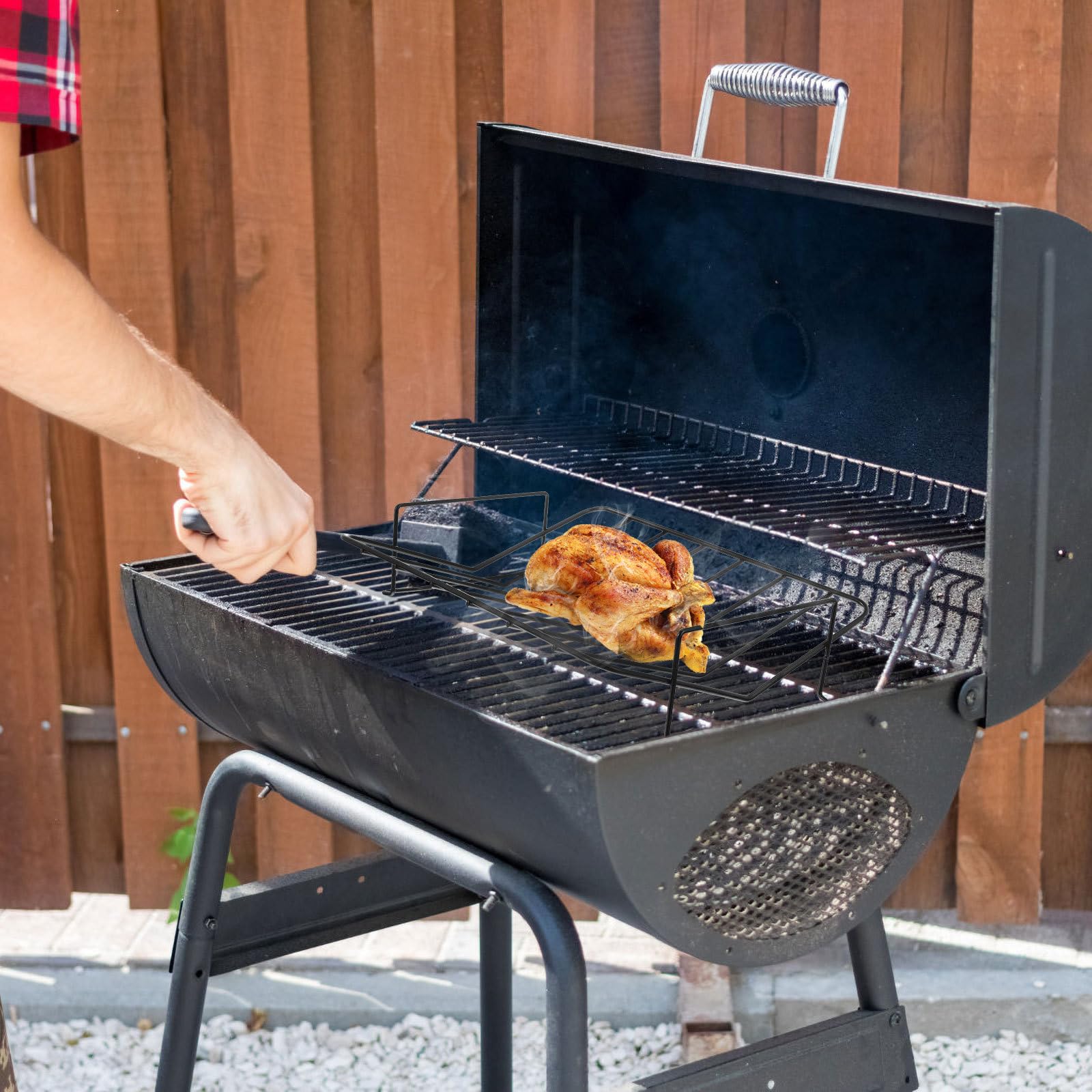 ifundom Supporto per Barbecue in Acciaio al Carbonio, Rettangolare, Antiaderente, Leggero e Portatile, per Grigliate All'aperto e Arrosti