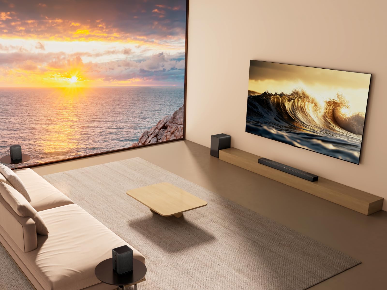 TCL Barra de Sonido Q85H Pro 7.1.4 Canales para TV, 860 vatios, Cine en casa, Sonido Cine Envolvente, expansión de Sonido, Dolby Atmos, DTS:X, Bluetooth 5.1, HDMI 2.1, Mando a Distancia único, USB