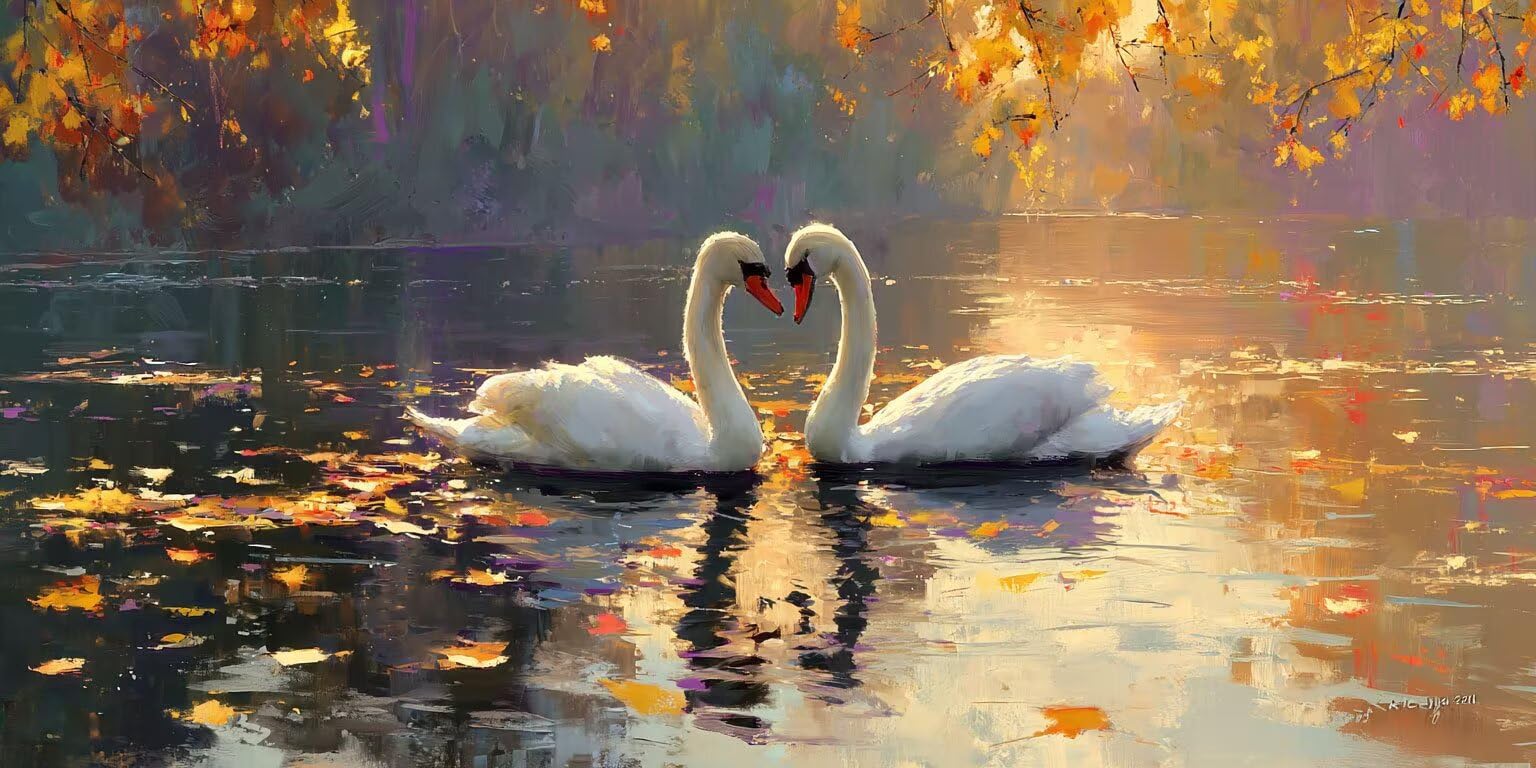 Pintar por Numeros Adultos, Cisne Blanco Del Estanque, 70x90cm 7JGWX-59