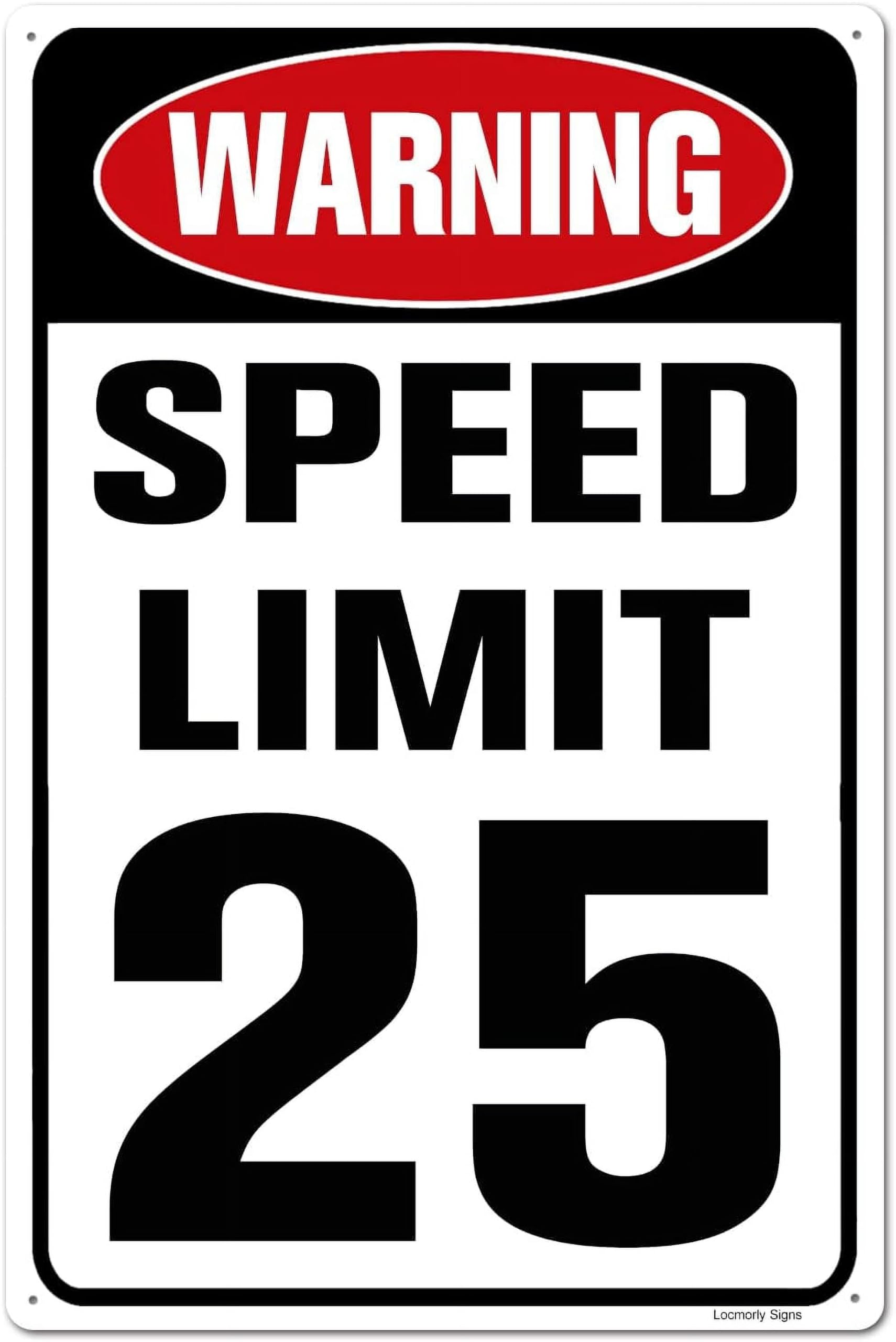 (2-Pack) Warning Metal Tin Sign, Speed Limit 25 MPH Sign, 8x12 Inch, Durable Laminated Sign