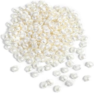 200 Pcs Pearl Shell Beads, Small Shell Beads for Jewelry Making Cute White Seashell Beads Plastic Shells for Jewelry Making Crafts 12mm