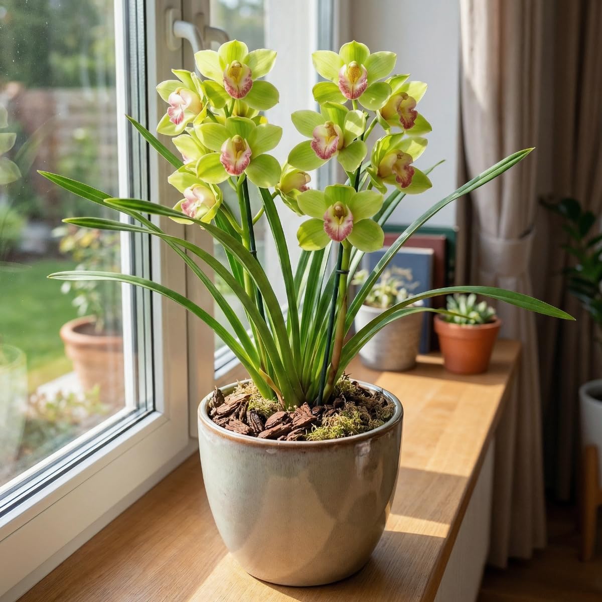 Orchidée Cymbidium Vert 1 Plante Intérieur Naturelle 60-70 cm Floraison Parfumée Hollande