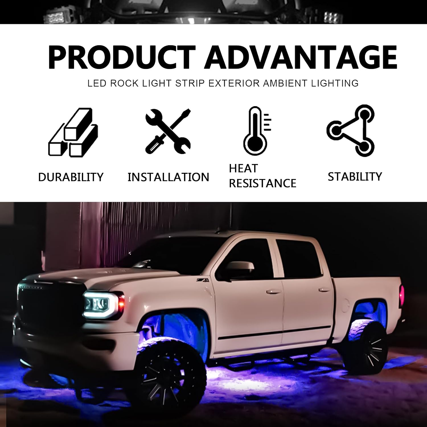10Pcs LED Rock Lights Underglow Wheel Fender, Multi-Color Wheel Well Lights Waterproof Under Glow Kit for Car Truck SUV Golf Cart Wrangler ATV UTV Offroad - Fender Lighting (Blue)