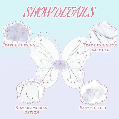 Miniatura 8 de Chivao 20 piezas de alas de hada, alas de mariposa, para cumpleaños, boda, decoración de Halloween, fiesta, accesorio para niños y niñas