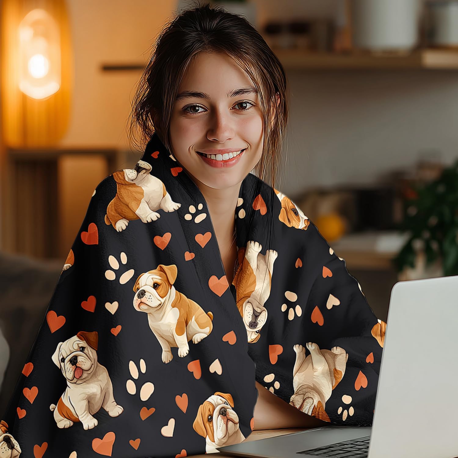 English Bulldog Blanket English Bulldog Decor Cozy Animal Throw Super Soft Plush Flannel Fleece Blanket Gift for Kids Adults Men Women Ultra Warm & Lightweight Flannel, 50"X40" - Image 4