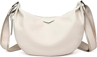 Echtleder Umhängetasche Damen Mittelgroß Crossbody Bag Damen Handtasche mit Verstellbar Schultergurt, Mode Schultertasche Halbmond Tasche für Arbeit, Reisen, Alltag