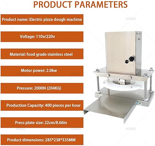 Miniatura 2 de 22cm9.66in Electric Pizza Dough Press,400 Pieces per Hour,Light Weight and Small Space Occupation, Low Noise,for Pressing Pizza Hand-Held Cakes