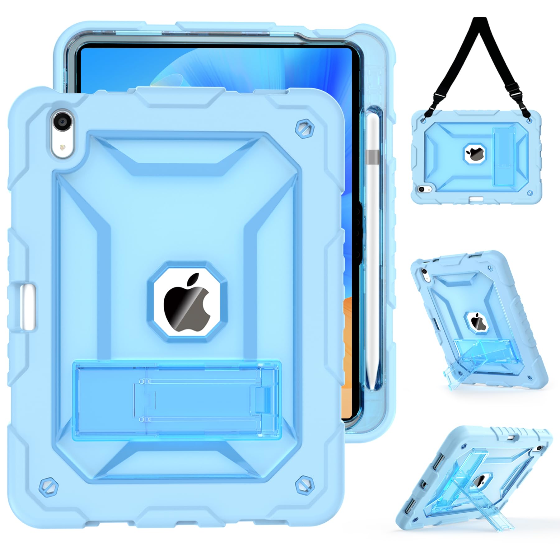 TIMISM Case for iPad 10th Generation 2022 iPad A16 11 Inch 2025 with Pencil Holder & Kickstand Translucent Hard PC Back Cover Heavy Duty Shockproof Protective Case for iPad 1110 Clear Blue product thumbnail 2