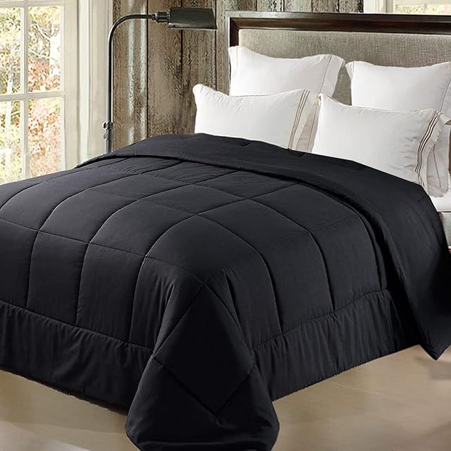 Exclusivo Mezcla Reversible 4.5 Tog Double Size Duvet All Seasons, Lightweight and Machine Washable, Black