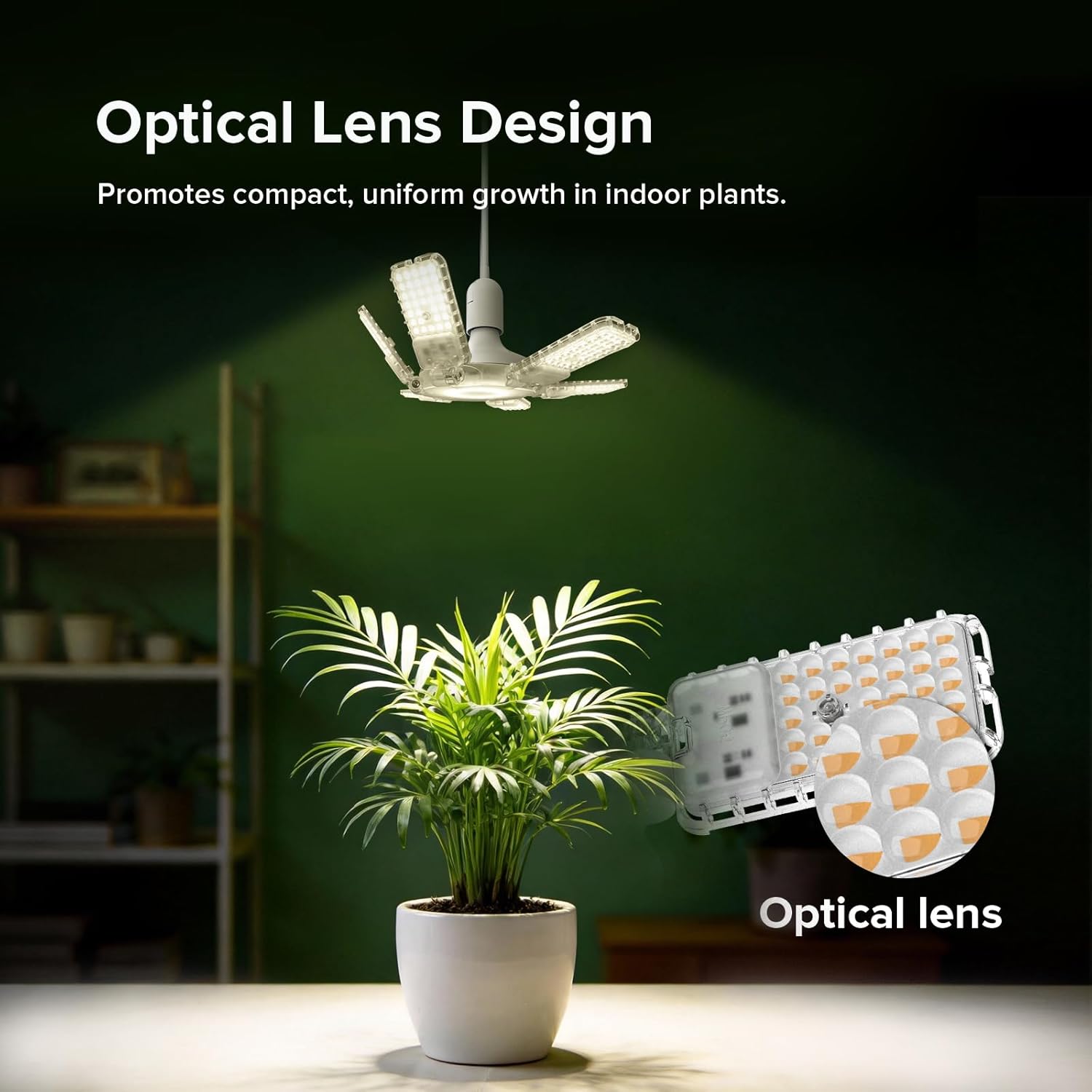 SANSI Grow Lights for Indoor Plants, 198 LEDs Plant Growing Lamp with Timer, 60W 4700LM 4000K Plant Light with Full Spectrum High PPFD, Height Adjustable Wings, 16.4FT Power Cord for Tall Large Plants