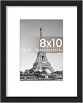 upsimples 8x10 Picture Frame, Display Pictures 5x7 with Mat or 8x10 Without Mat, Wall Hanging Photo Frames, Black