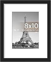 upsimples 8x10 Black Picture Frame - Fits 5x7 with Mat or 8x10 Photos, Wall Hanging, Durable Classic Design, 1 Pack