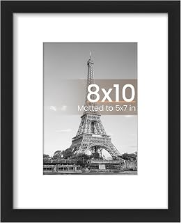 upsimples 8x10 Black Picture Frame - Fits 5x7 with Mat or 8x10 Photos, Wall Hanging, Durable Classic Design, 1 Pack