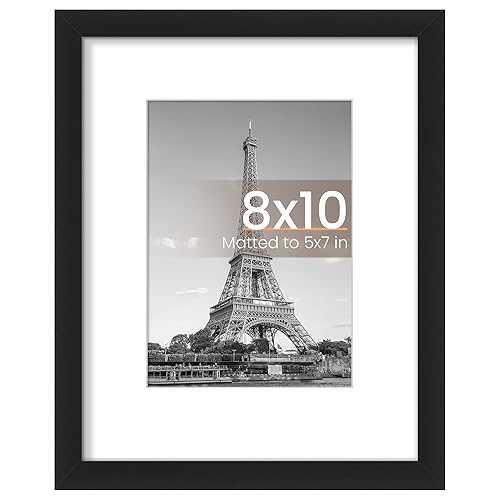 upsimples 8x10 Picture Frame, Display Pictures 5x7 with Mat or