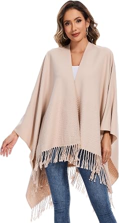 Shawl Wraps for Women, Elegant Knitted Cape Open Front Poncho Scarf Blanket Cardigan Coat for Spring, Autumn, and Winter