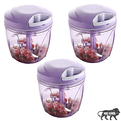 Primelife XL 900ml Jumbo Manual Handy Vegetable Food Chopper, Cutter for Kitchen - Made In India (purple)(900ml, Set of 3)
