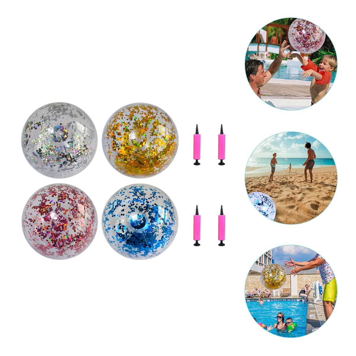 Abaodam Pallone Da Spiaggia Con Paillettes Gonfiabile Giocattolo Da Piscina Palline Piscina Palline Biliardo Palline Glitterate Con Paillettes Giocattoli Con Palline Da Biliardo