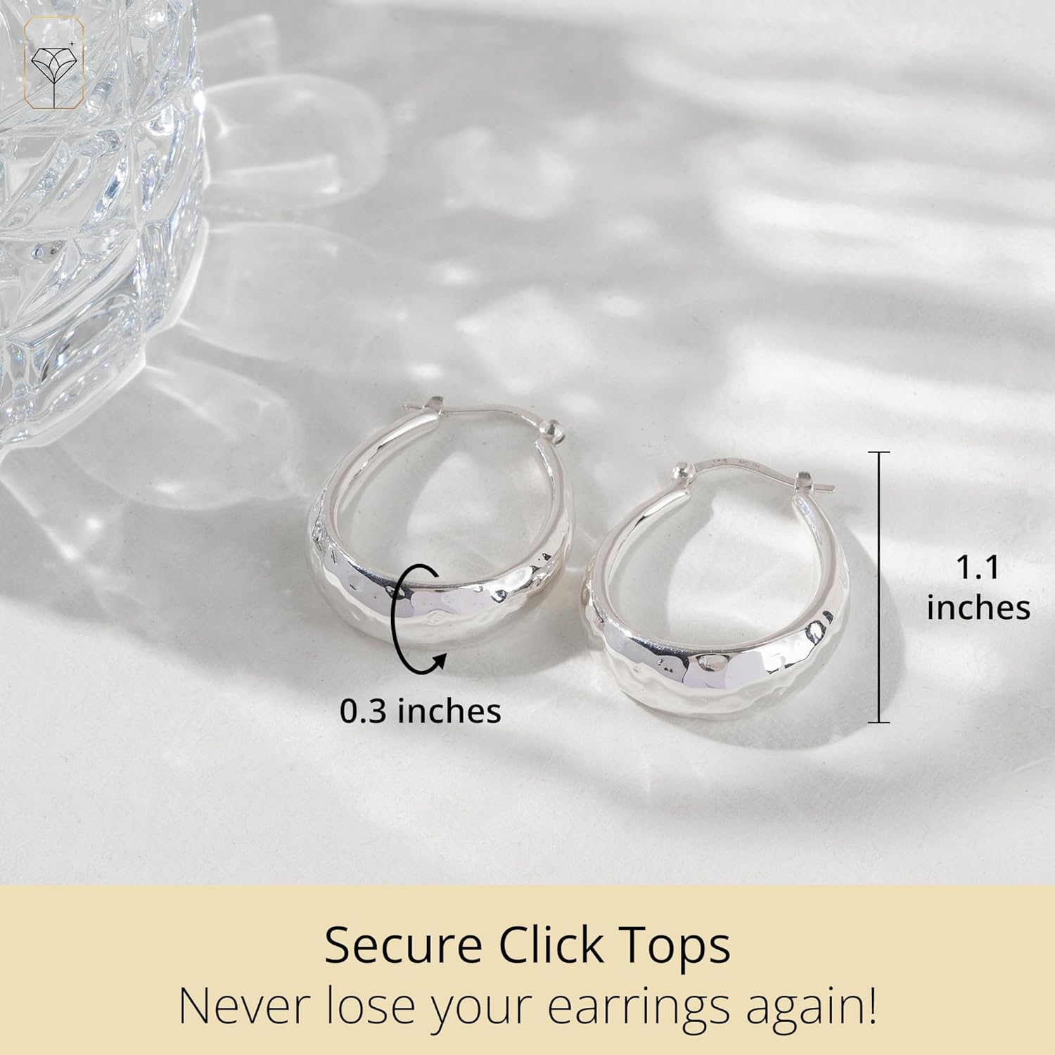 925 Sterling Silver Hypoallergenic Chunky Hoop Earrings for Women | Anti Tarnish Hoops in Various Styles by MAX + STONE