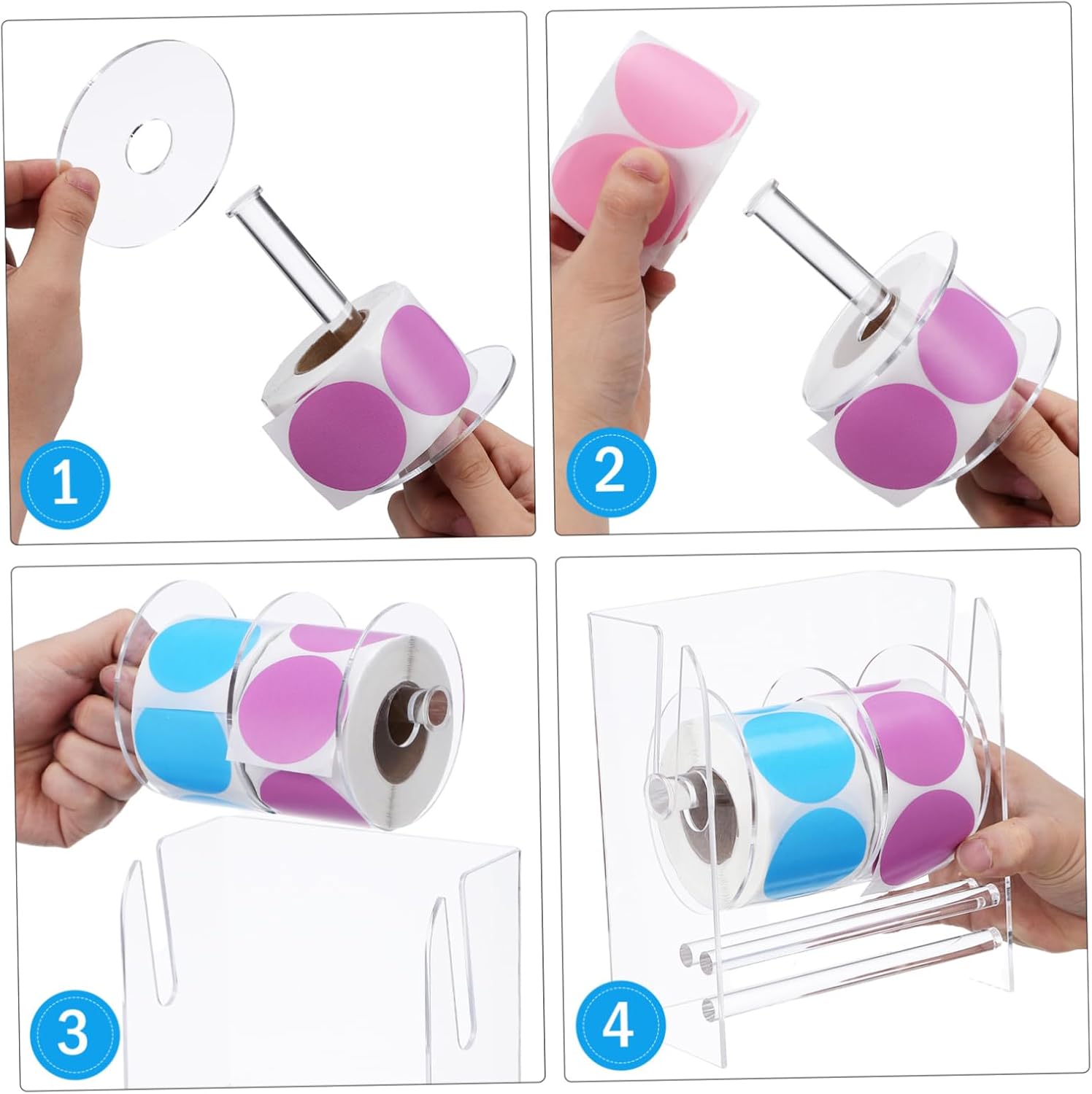 TEHAUX Tag Label Application Tool Adjustable Label Dispenser Label Dispenser Organizer Manual Label Dispenser Clear Sticker Holder Sticker Organizer Transparent Acrylic