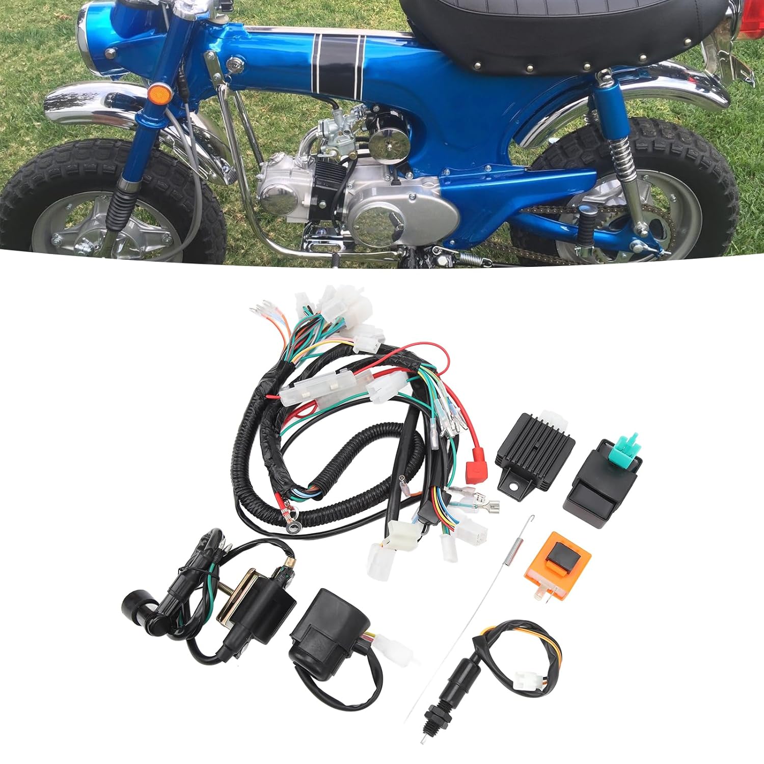 12V Motor Starter Wire Harness Kit, High Performance Engine Starter Wire Harness Kit, Electric Start Engine Full Wiring Harness for CT70