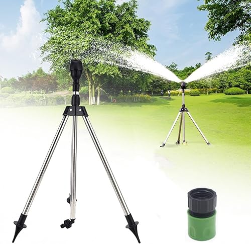 Aspersor de trípode giratorio, rociadores de riego giratorios automáticos de 360 grados, aspersor telescópico de trípode para áreas grandes, patio,