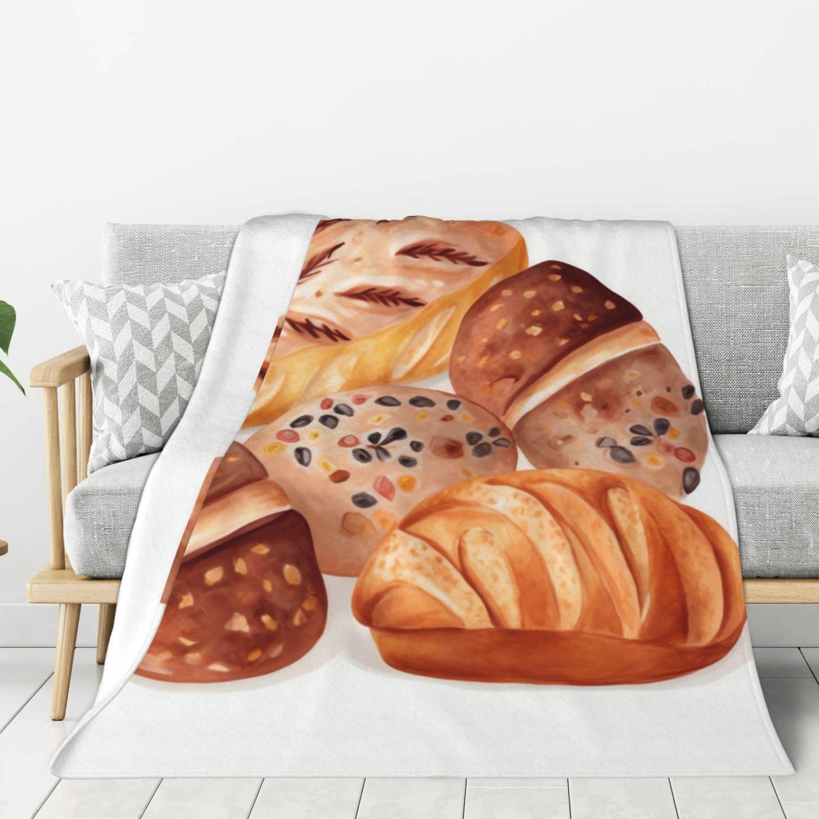 Plaid en flanelle motif pain peint parfait pour lit et canapé