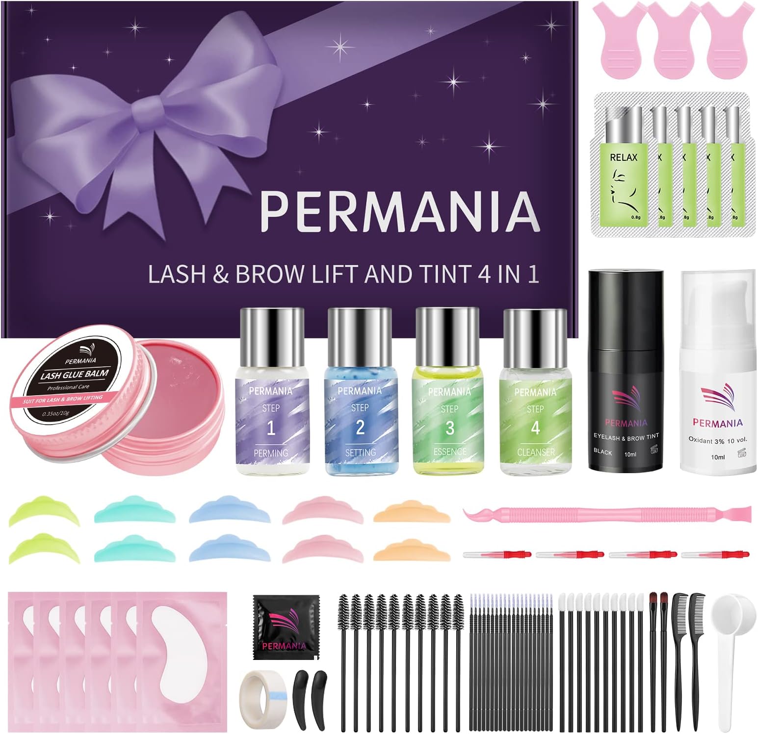 PERMANIA Eyelash Lifting Set with Colour Black, Lash Lifting and Tint