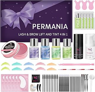 PERMANIA Lash Perm and Black Kit,Salon Grade Supplies for Eyelash Lift and Brow Lamination Black Ti-nt with Lash Lift Balm 4 IN 1 Fast Quick Curling & Coloring Natural Result Hair Color Developers