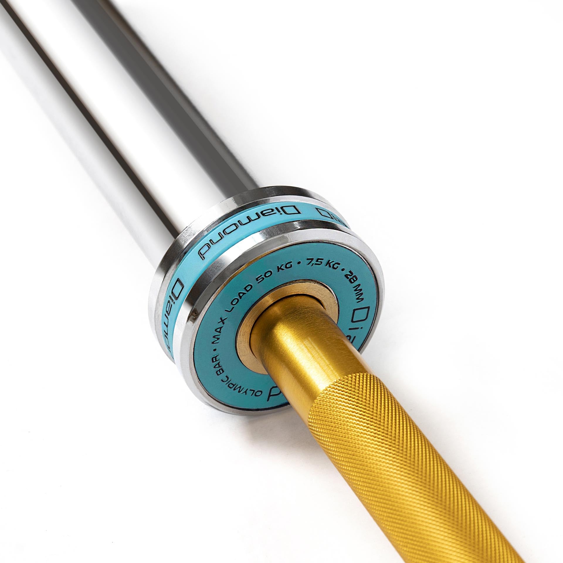 Diamond Barre technique 7,5 kg en aluminium Droppable : charge 50 kg, pour disques trou 50 mm, pour l'enseignement Weightlifting, Cross Training, Gym, Force et résistance