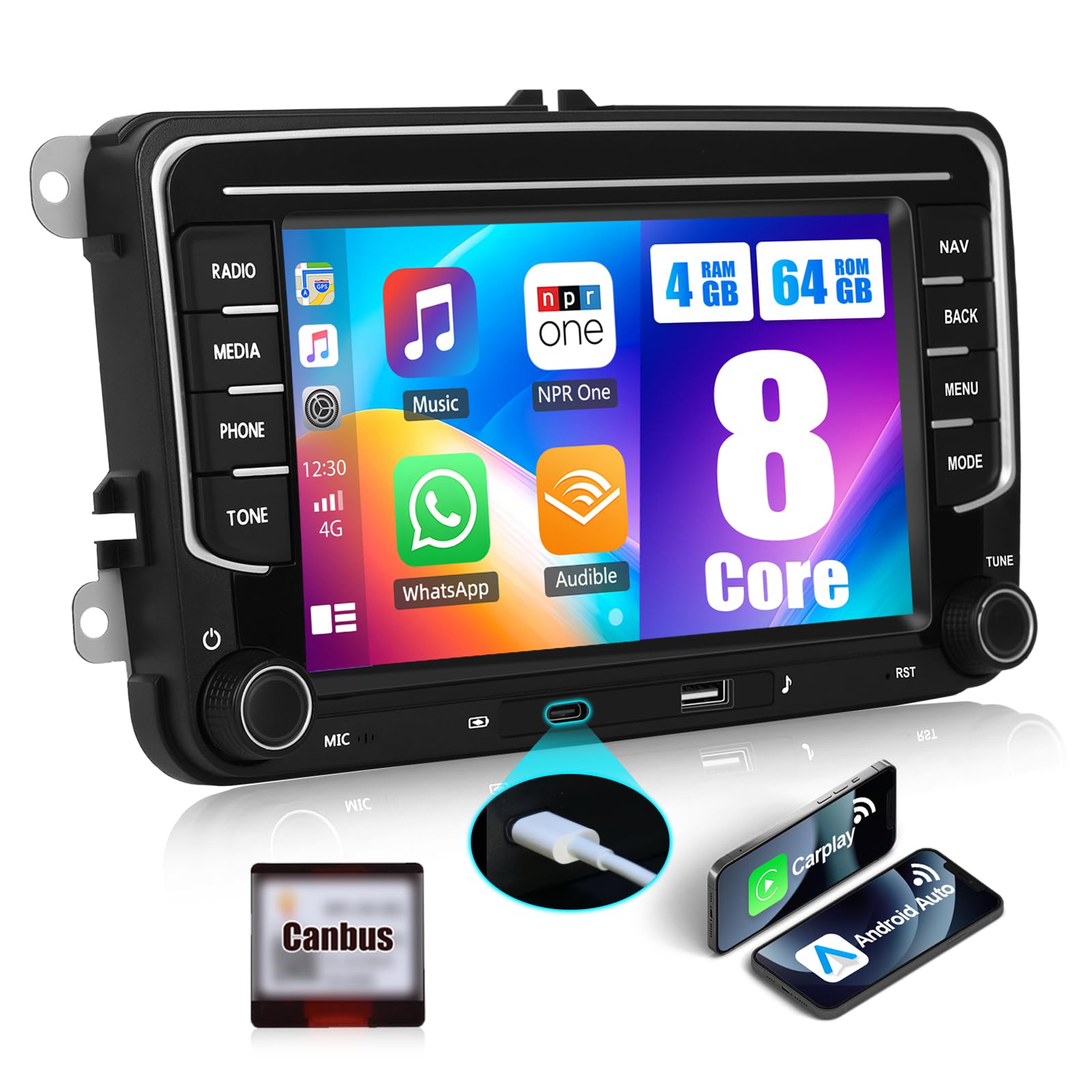 scaffale radio车载导航64gb存储 VW兼容5英寸触摸屏WiFi蓝牙
