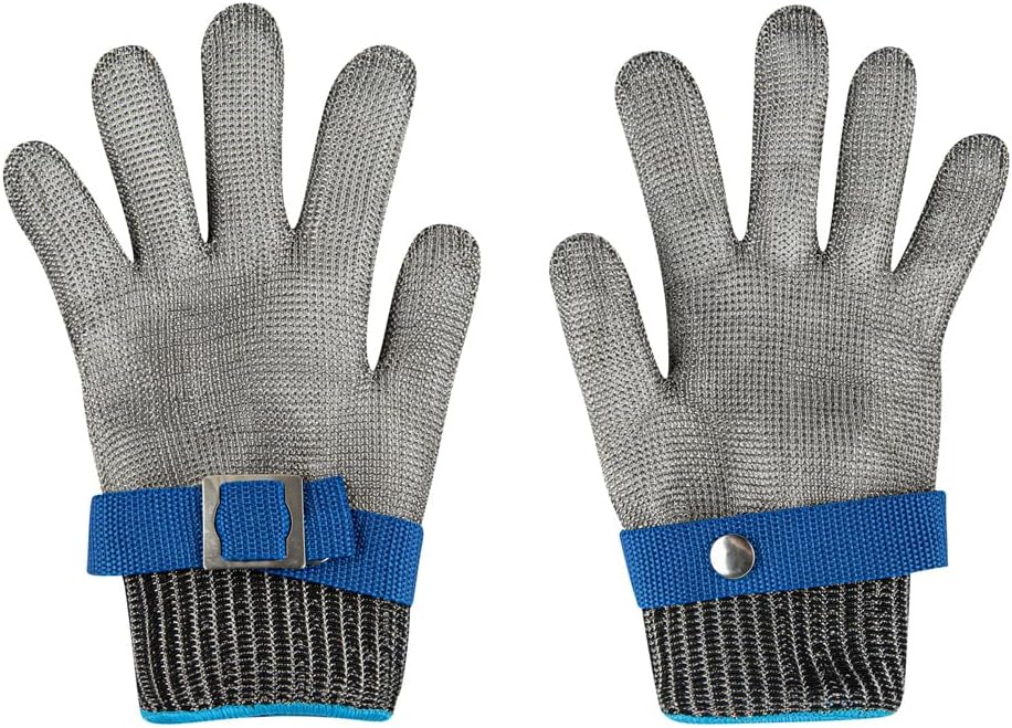 Restaurantware-Life Protector 9.3 x 3.9 Inch Kitchen Glove For Cutting, 1 306-Grade Steel Metal Glove - Level-9 Protection, Polyethylene Fabric, Stainless Steel Cutting Mitt, Durable, Dishwashable