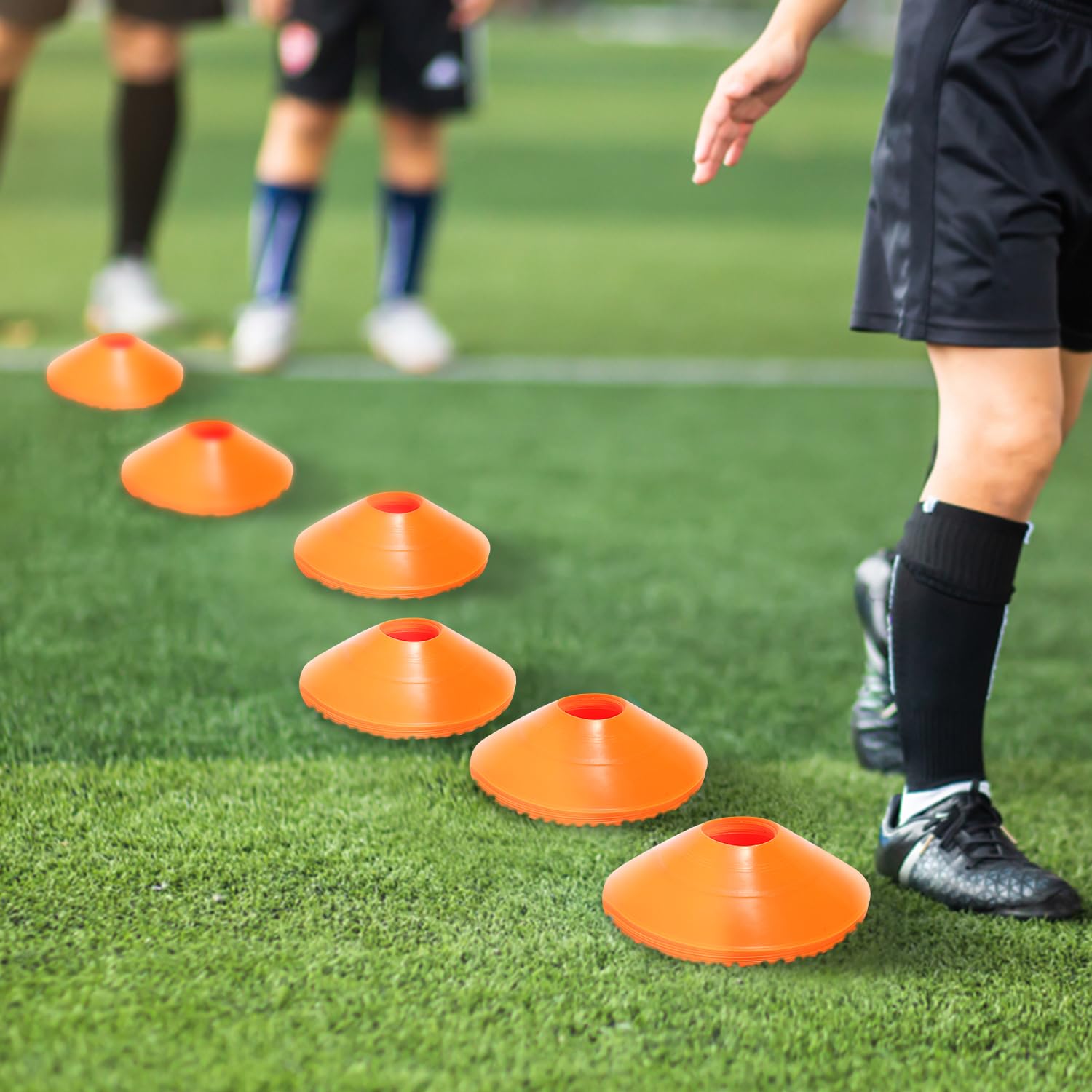 Herrselsam Fussball Trainingszubehör Koordinationsleiter Trainingsleiter, Koordinationsleitern mit 6 verstellbare Hürden, 12 Hütchen, Aufbewahrungstasche, Trainingsset Equipment